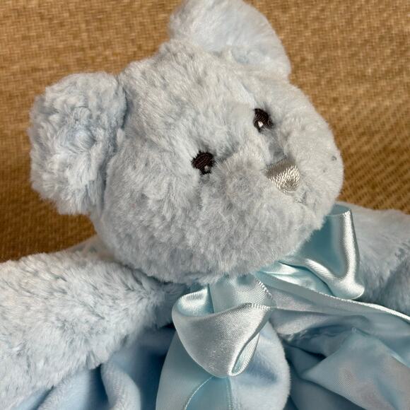 Berrington Baby Blue Bear Security Blanket Lovey Satin Trim - Picture 4 of 7